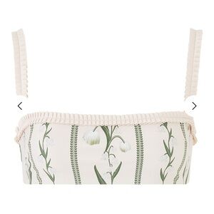 AGUA BY AGUA BENDITA Olmo Perla floral-print Embroidered Bikini Top Large NWT